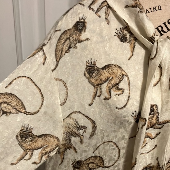 H&M Monkey print bow long sleeve shift dress - Picture 3 of 5